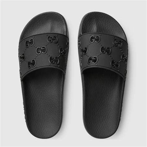 gucci gg rubber|Gucci Palma GG Rubber Flat Slide Sandals .